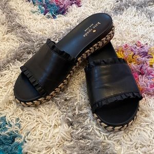 Kate Spade Zahara espadrille black slide sandals size 7.5